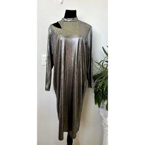ELOQUII Metallic Silver Cut Out Night Out Shift Dress Size 20 Never Worn